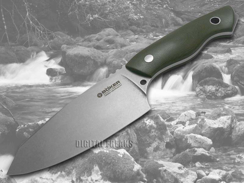 BOKER TREE BRAND Green Micarta Field Butcher Fixed Blade Stainless