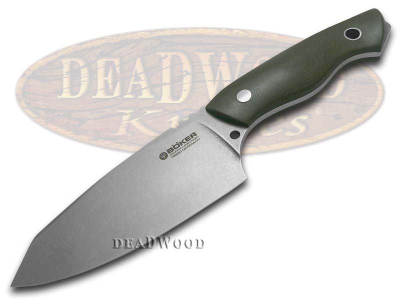 BOKER TREE BRAND Green Micarta Field Butcher Fixed Blade Stainless