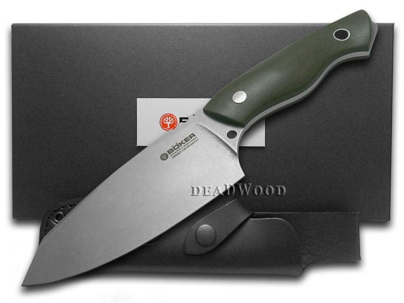 BOKER TREE BRAND Green Micarta Field Butcher Fixed Blade Stainless