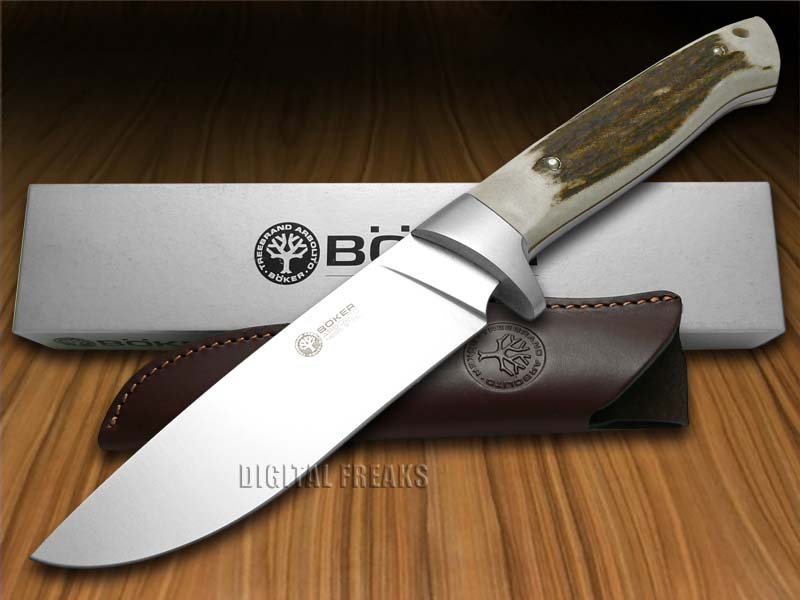 BOKER ARBOLITO Genuine Deer Stag Fixed Blade Hunter Stainless Knives Knife