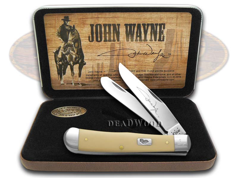 CASE XX John Wayne Cream Delrin Trapper Stainless Pocket Knife Knives eBay