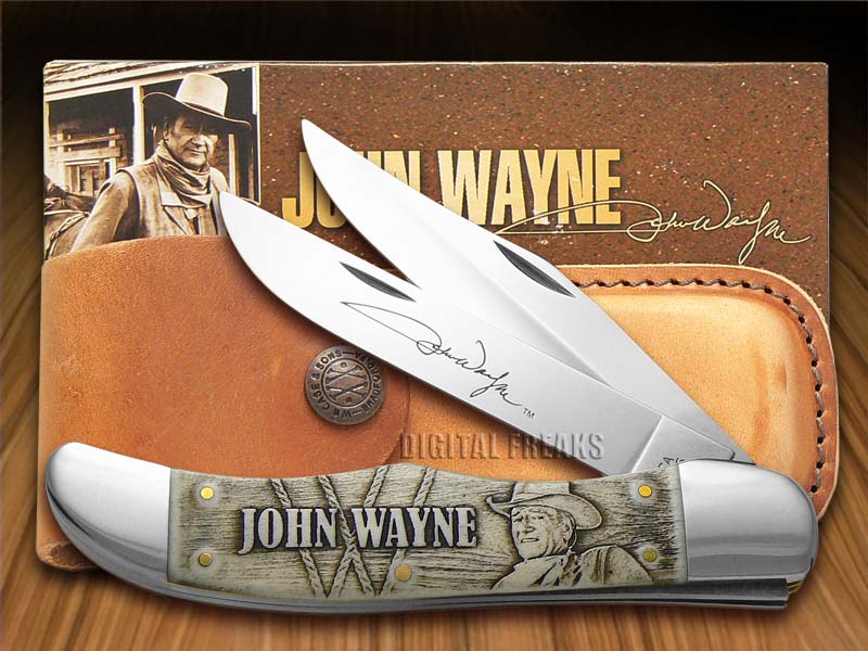 CASE XX John Wayne Embossed Natural Bone Folding Hunter Stainless Knife eBay