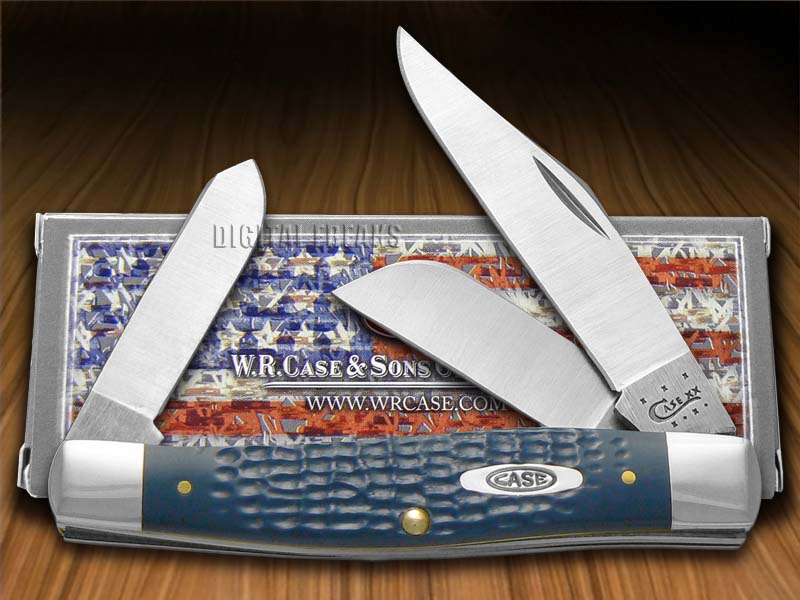 CASE XX American Workman Jigged Navy Blue Delrin Large Stockman Pocket