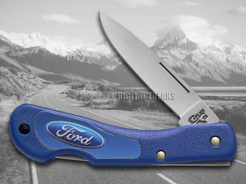 CASE XX Ford Blue Synthetic Mini Blackhorn Lockback Pocket Knife Stainless