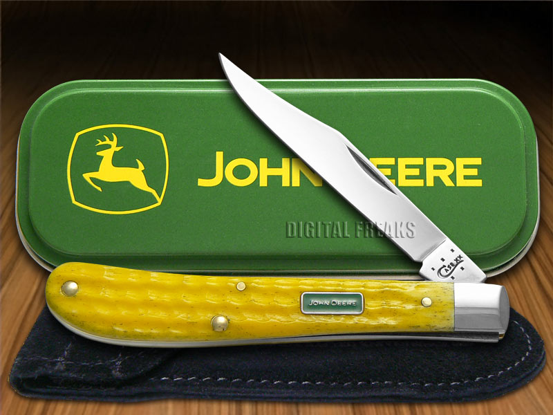 CASE XX John Deere Yellow Bone Slimline Trapper Stainless Pocket Knives