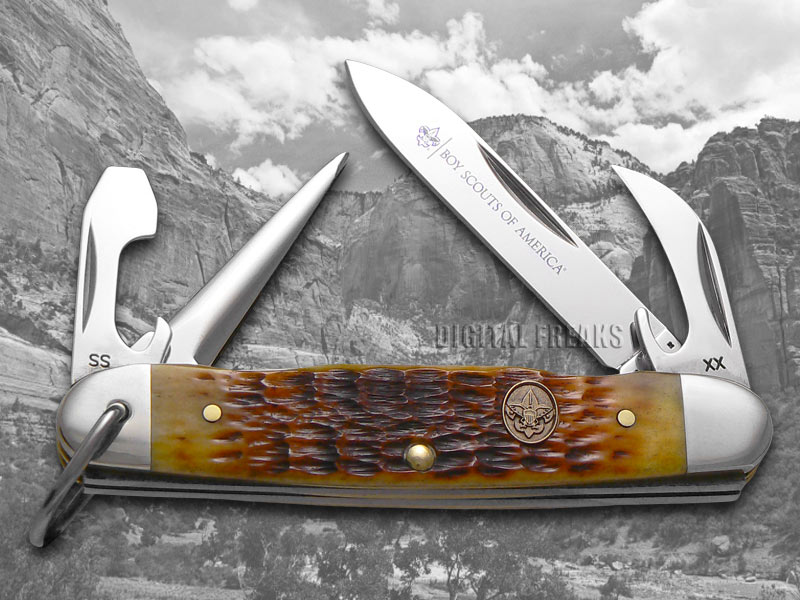 CASE XX Boy Scouts of America Antique Bone Jr Scout Pocket Knife