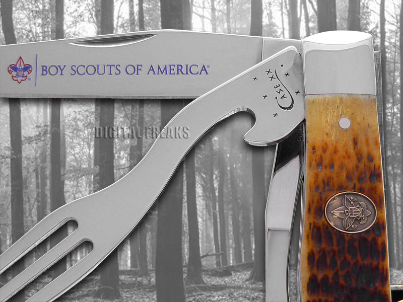 CASE XX Boy Scouts of America Antique Bone Hobo Stainless Pocket Knives
