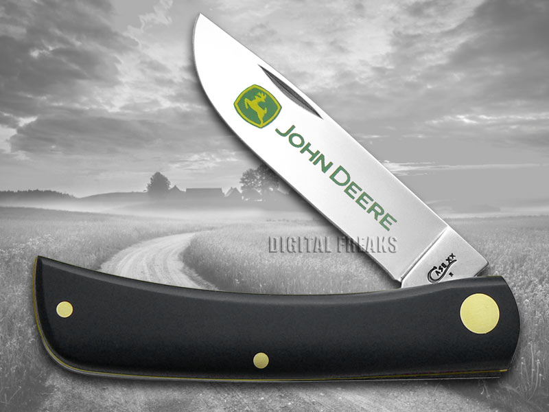 CASE XX John Deere Black Delrin Sodbuster Jr Stainless Pocket Knives