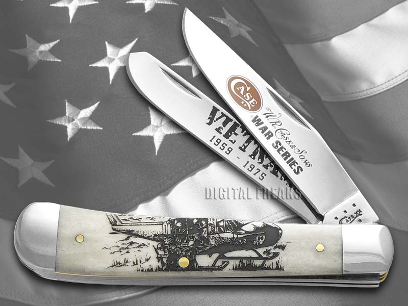 CASE XX War Series Vietnam Natural Bone Trapper Stainless Pocket Knives