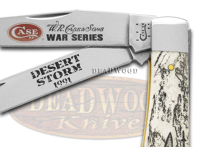 CASE XX War Series Desert Storm Natural Bone Trapper Stainless Pocket Knife