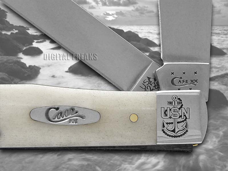 CASE XX U.S. Navy Insignia Natural Bone Trapper Pocket Knife Stainless