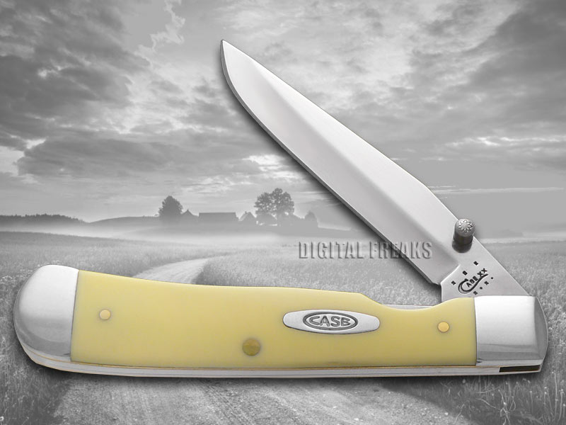 Case Xx Yellow Delrin Trapperlock Chrome Vanadium Pocket Knives Knife