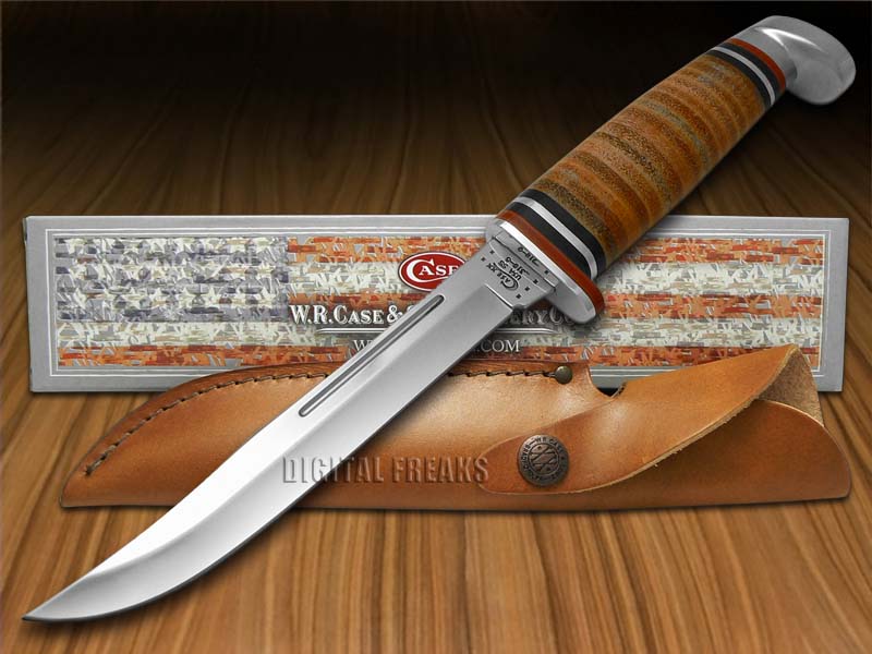CASE XX Polished Leather Slim Fixed Blade Stainless Knives Knife