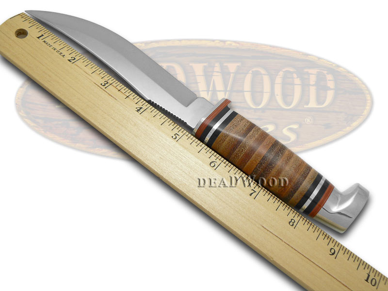 CASE XX Polished Leather 5' Fixed Blade Hunter Stainless Knife Knives