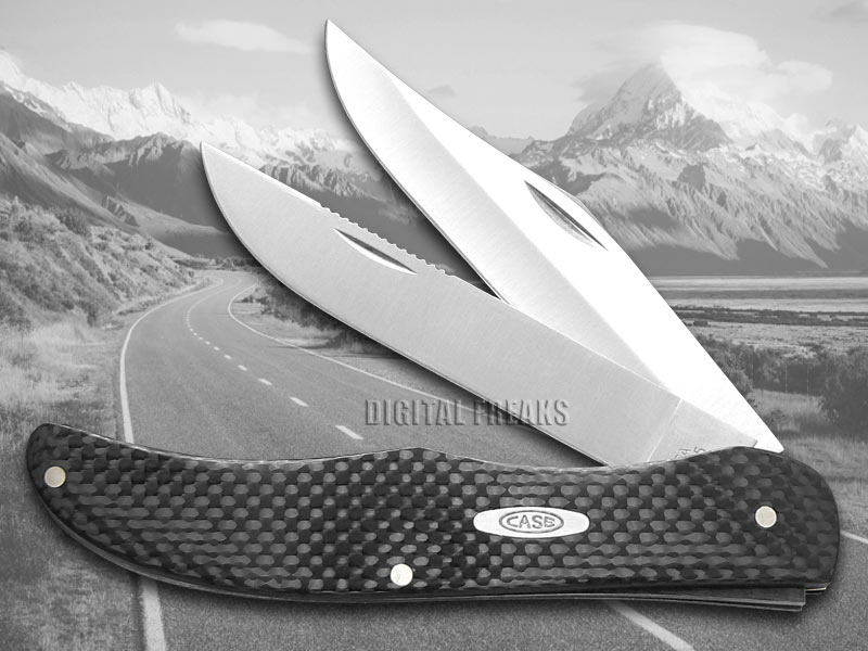 CASE XX Black Carbon Fiber Folding Hunter Stainless Pocket Knives Knife