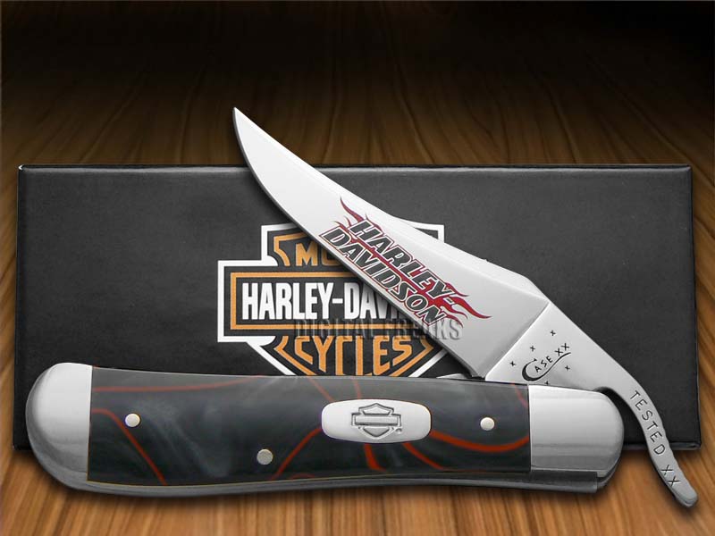 CASE XX HarleyDavidson Black Lava Russlock Stainless Pocket Knives Knife eBay