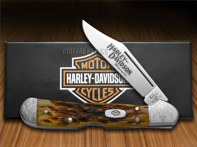 CASE XX HarleyDavidson Motorcycles Antique Bone Mini Copperlock Pocket Knife eBay