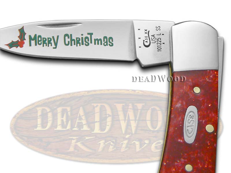 CASE XX Merry Christmas Red Sparkle Kirinite Lockback Stainless Pocket Knife | eBay