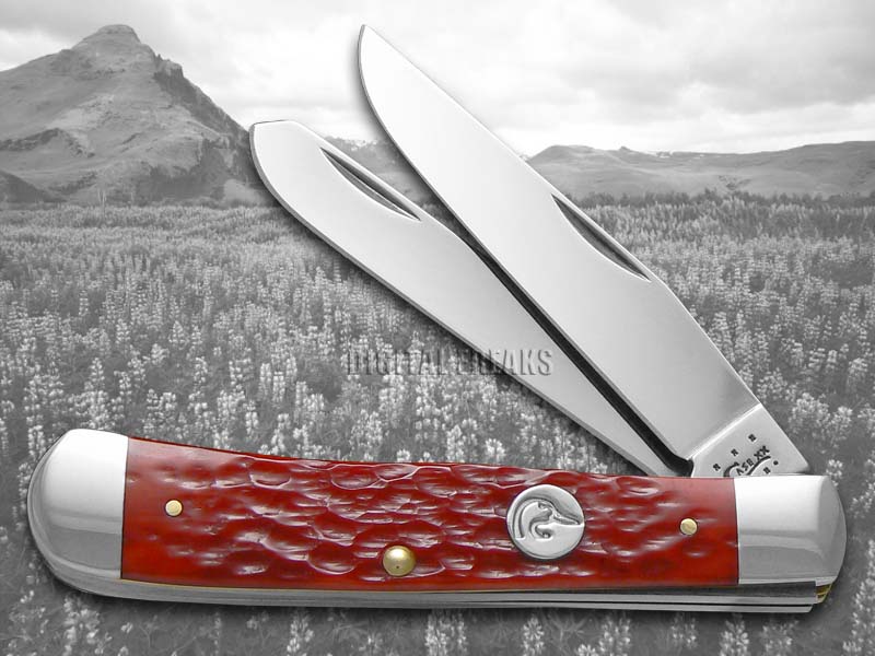 CASE XX Ducks Unlimited Jigged Red Bone Trapper Stainless Pocket Knives