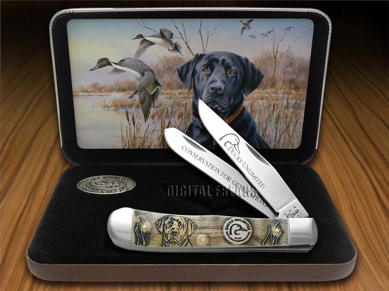 CASE XX Ducks Unlimited Embossed Natural Bone Trapper Pocket Knife