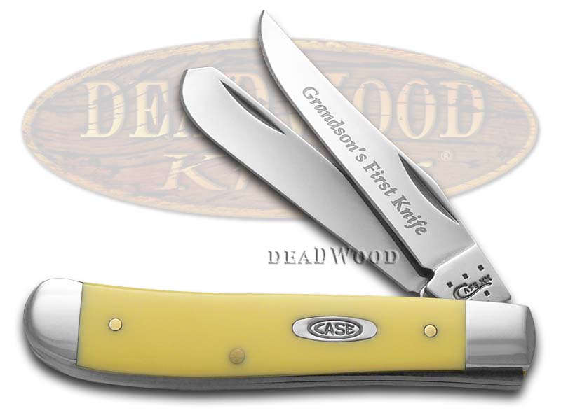CASE XX Grandson's First Yellow Delrin Mini Trapper Stainless Pocket