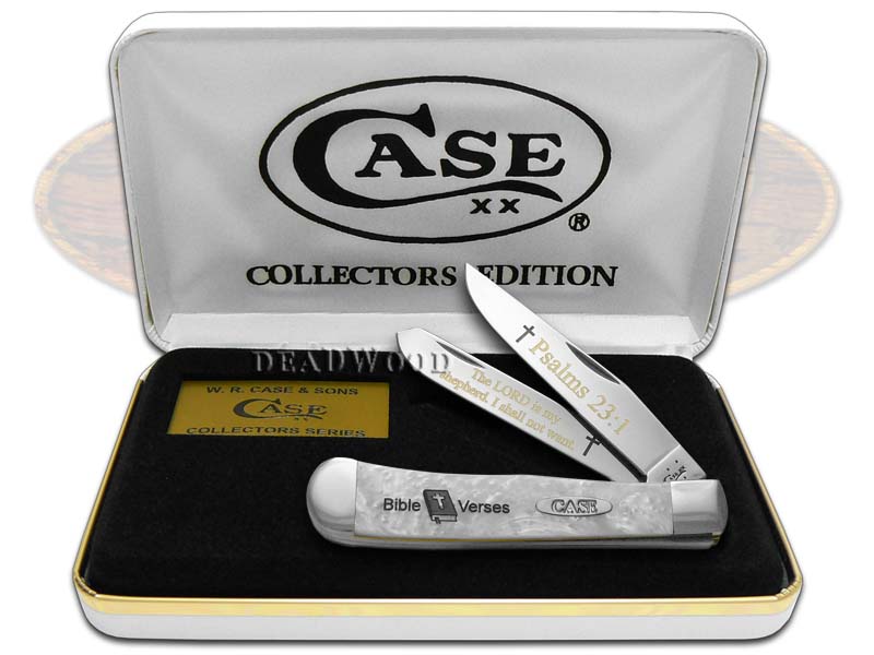 CASE XX Holy Bible Psalms 231 White Pearl Corelon Trapper 1/500 Pocket Knife eBay