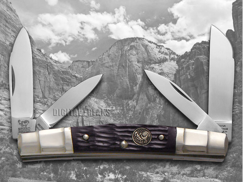 HEN & ROOSTER AND Jigged Brown Bone Congress Carbon Pocket Knives Knife