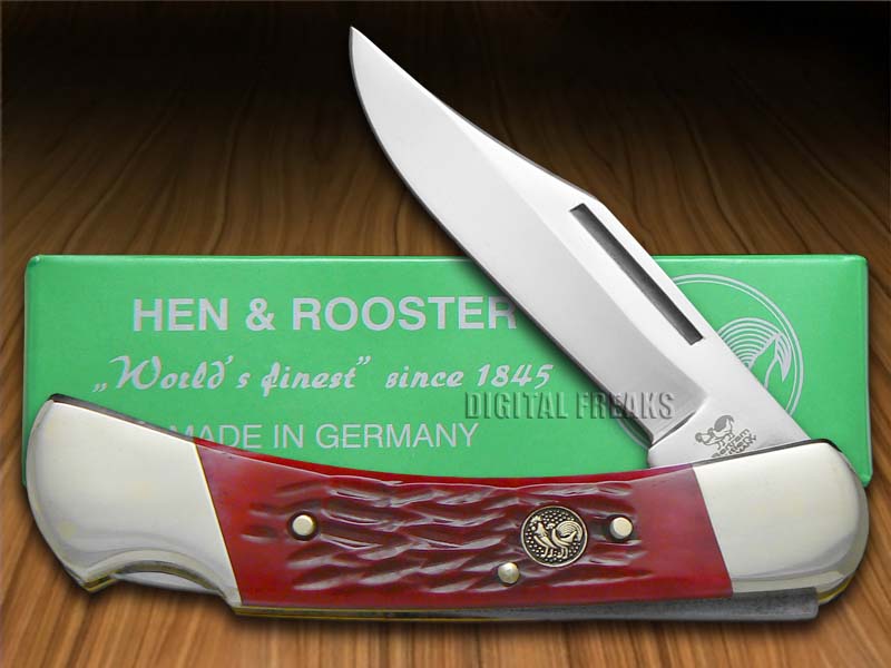 HEN & ROOSTER AND Jigged Red Bone Large Lockback Stainless Pocket