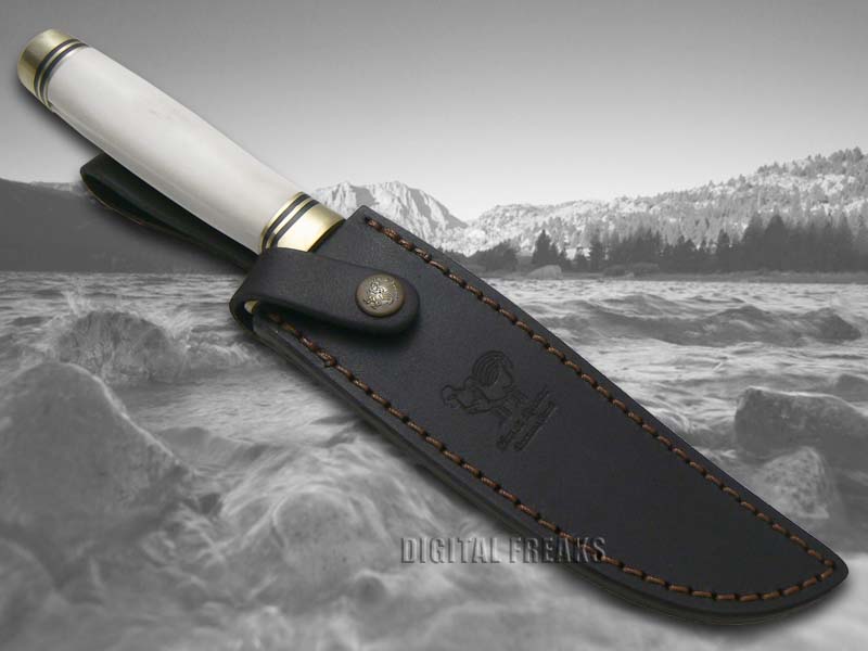 HEN & ROOSTER AND Natural Deer Bone Fixed Blade Hunter Stainless Knives