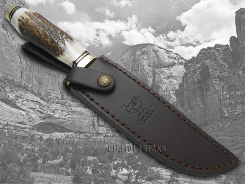 HEN & ROOSTER AND Genuine Deer Stag Fixed Blade Hunter Stainless Knives