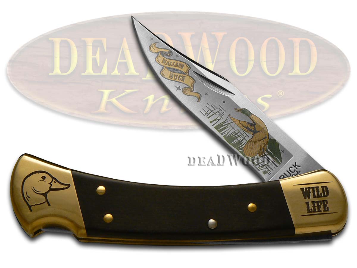 Buck 110 Wild Life Series Duck Folding Hunter Stainless Custom Pocket Knife Knives