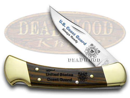 Buck 110 Folding Hunter United States Coast Guard 1/500 Wood Custom Pocket Knife