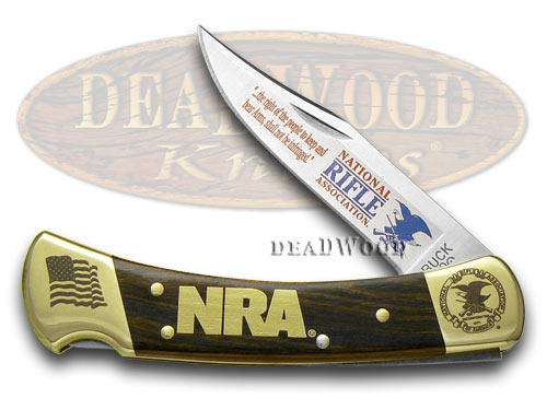 Buck 110 NRA National Rifle Association Wooden Folding Hunter Custom Pocket Knife