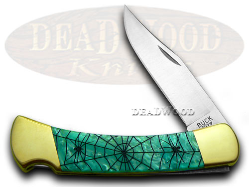 Buck 110 Custom Turquoise Mist Corelon Recluse 1/400 Pocket Knives