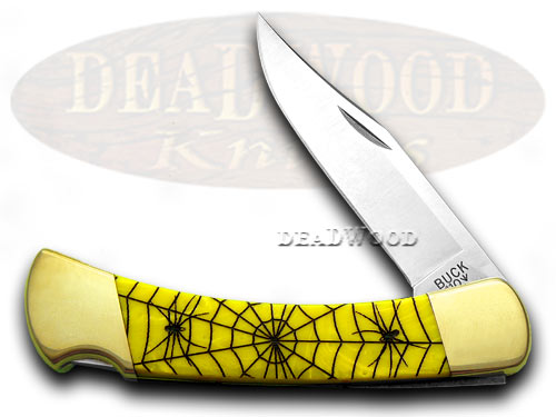 Buck 110 Custom Yellow Corelon Recluse 1/400 Fold Hunter Pocket Knives