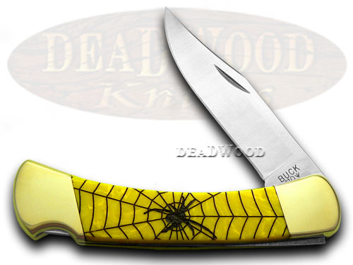 Buck 110 Custom Yellow Corelon Black Widow 1/400 Pocket Knives