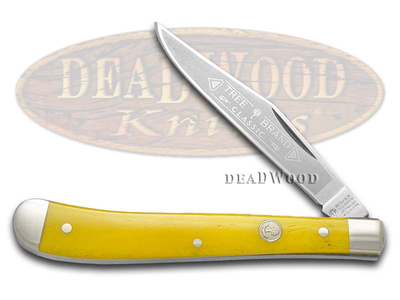 Boker Tree Brand Smooth Yellow Bone Slimline Trapper Stainless Pocket Knife