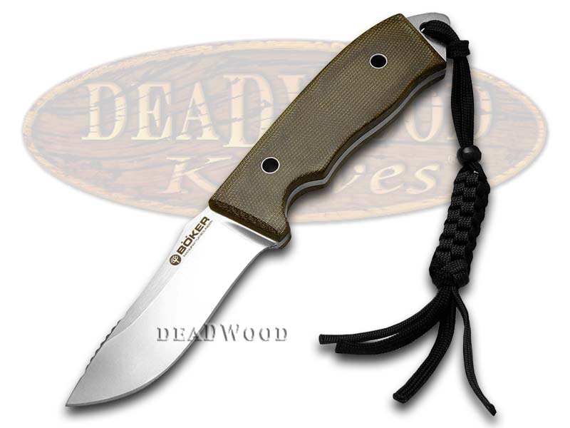 Boker Tree Brand Solid Forest Green Canvas Micarta Fixed Blade Knife
