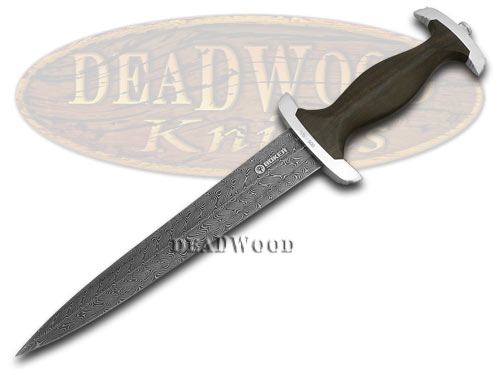 Boker Tree Brand Ebony Wood Damascus Swiss 1/500 Fixed Blade Knife