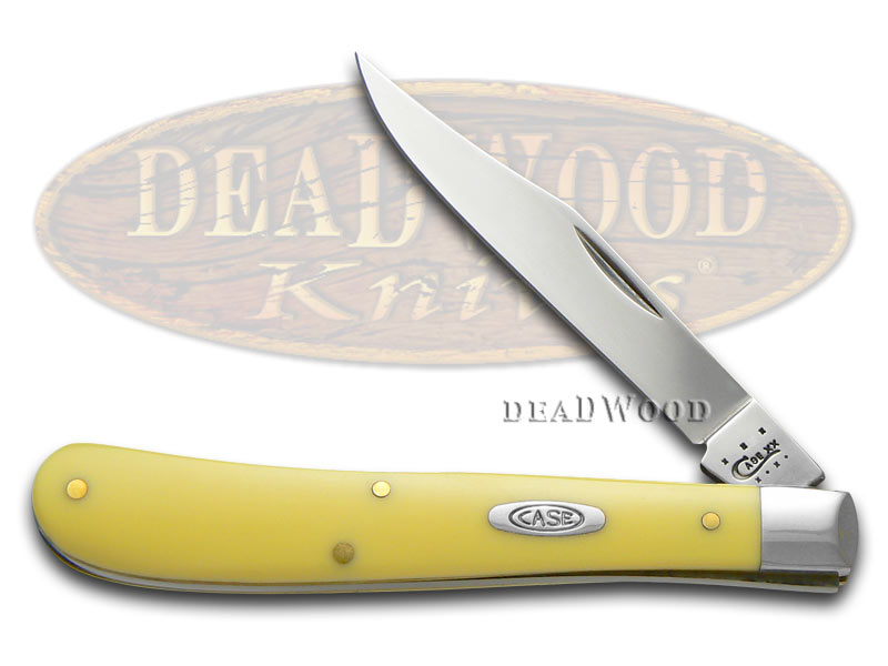 Case XX Yellow Delrin Slimline Trapper Chrome Vanadium Pocket Knife