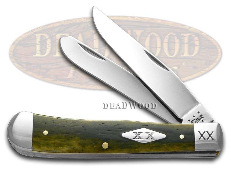 Case XX Smooth Olive Green Bone Trapper 1/500 Stainless Pocket Knife