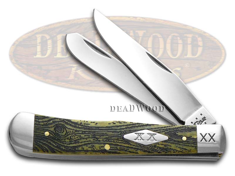 Case XX Wood Grain Olive Bone Trapper 1/500 Stainless Pocket Knife