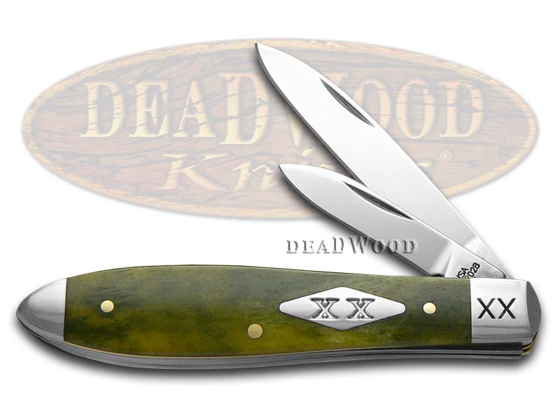 Case XX Olive Green Bone Tear Drop Jack 1/500 Stainless Pocket Knife