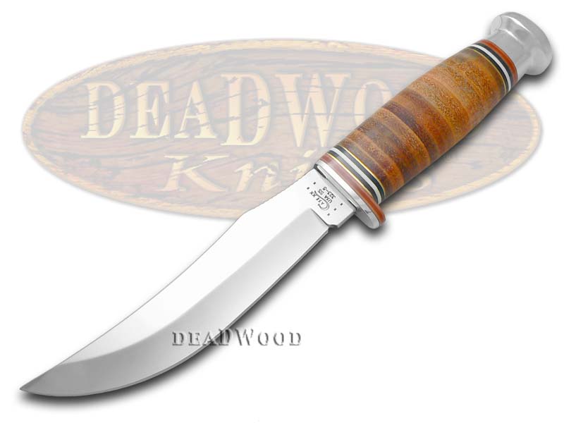 Case XX Mushroom Cap Brown Leather Skinner Blade Hunter Stainless Knife