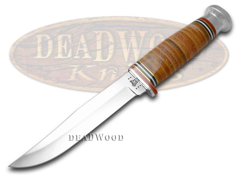 Case XX Mushroom Cap Brown Leather Fixed Clip Blade Hunter Stainless Knife
