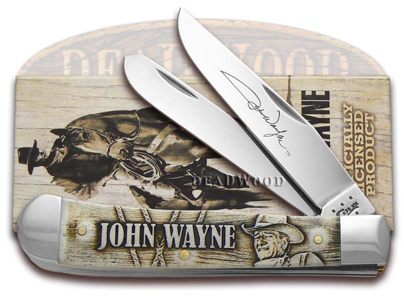Case xx John Wayne Trapper Knife Embossed Natural Bone Stainless Pocket 10699 eBay
