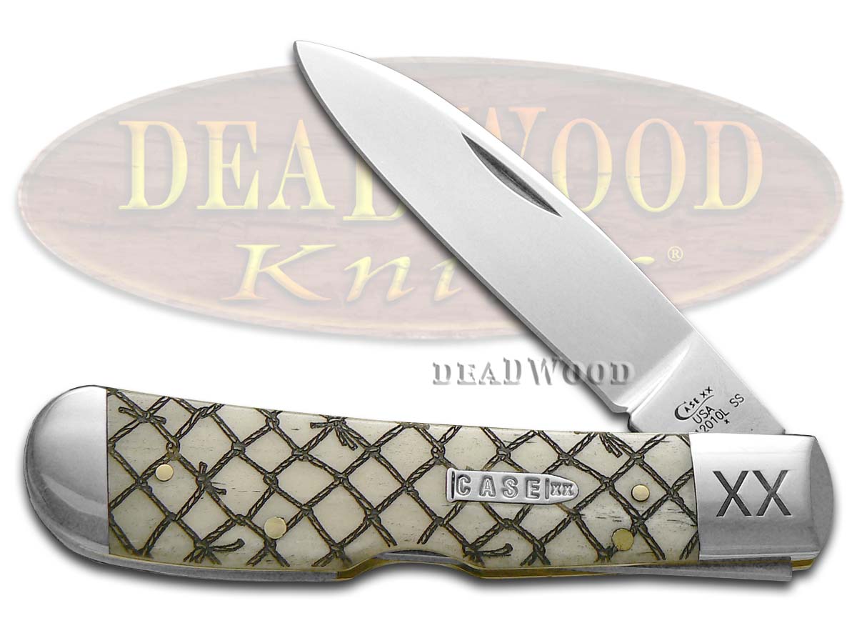 Case XX Natural Bone Fishing Net Tribal Lock 1/500 Stainless Pocket Knife