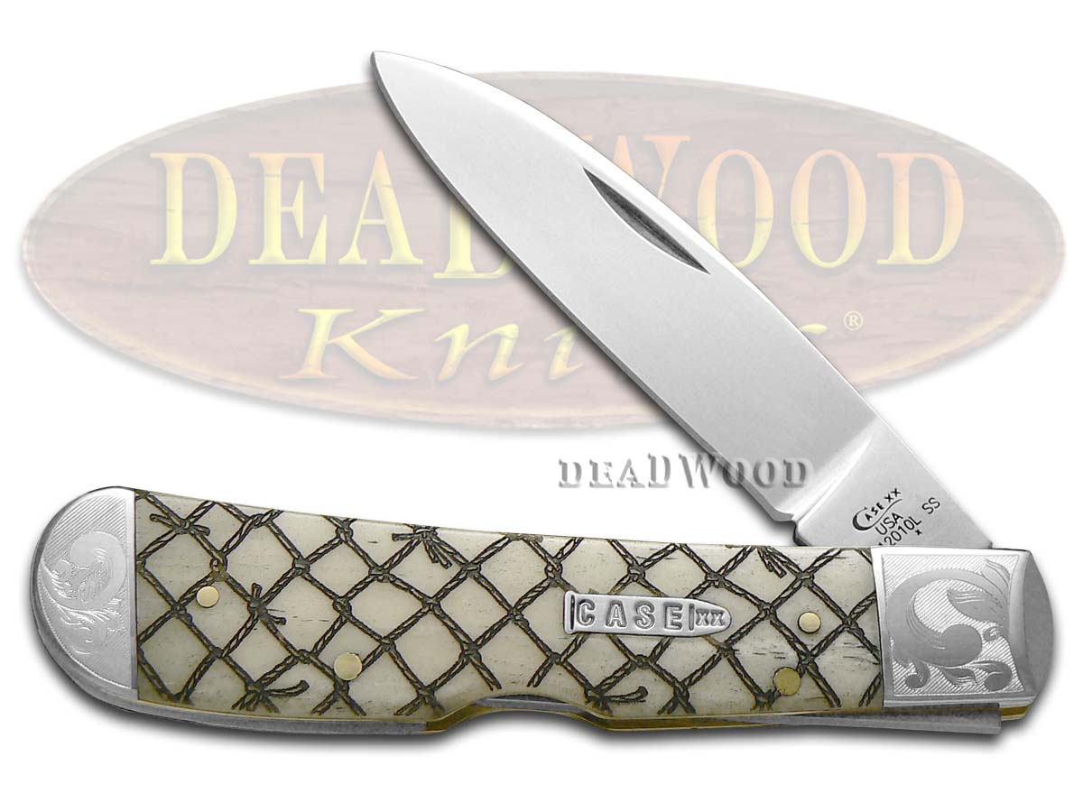 Case XX Natural Bone Fishing Net Tribal Lock 1/200 Stainless Pocket Knife