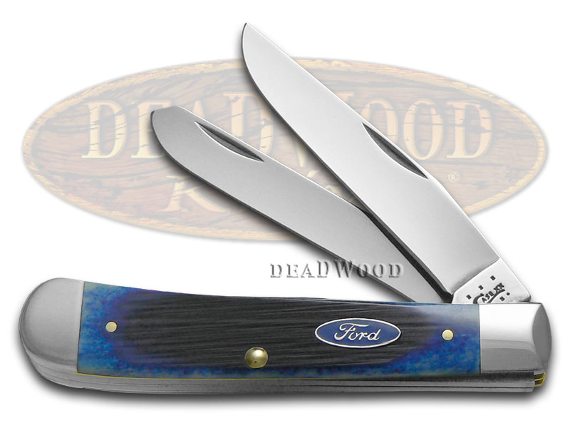 Case XX Ford Motor Company Blue Bone Trapper Stainless Pocket Knife