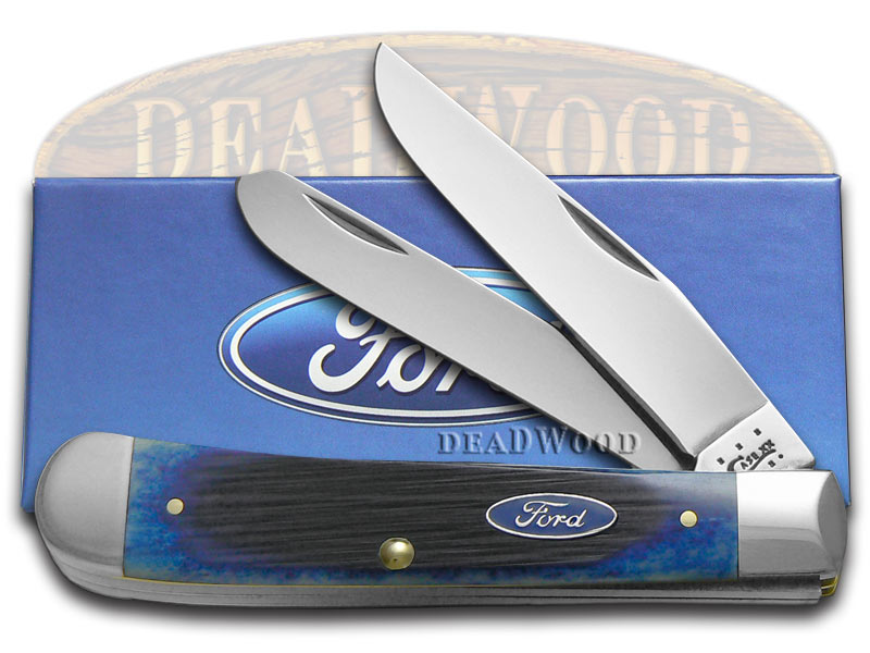 CASE XX Ford Motor Company Blue Bone Trapper Stainless Pocket Knife
